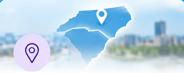 Map of North and South Carolina representing local support.